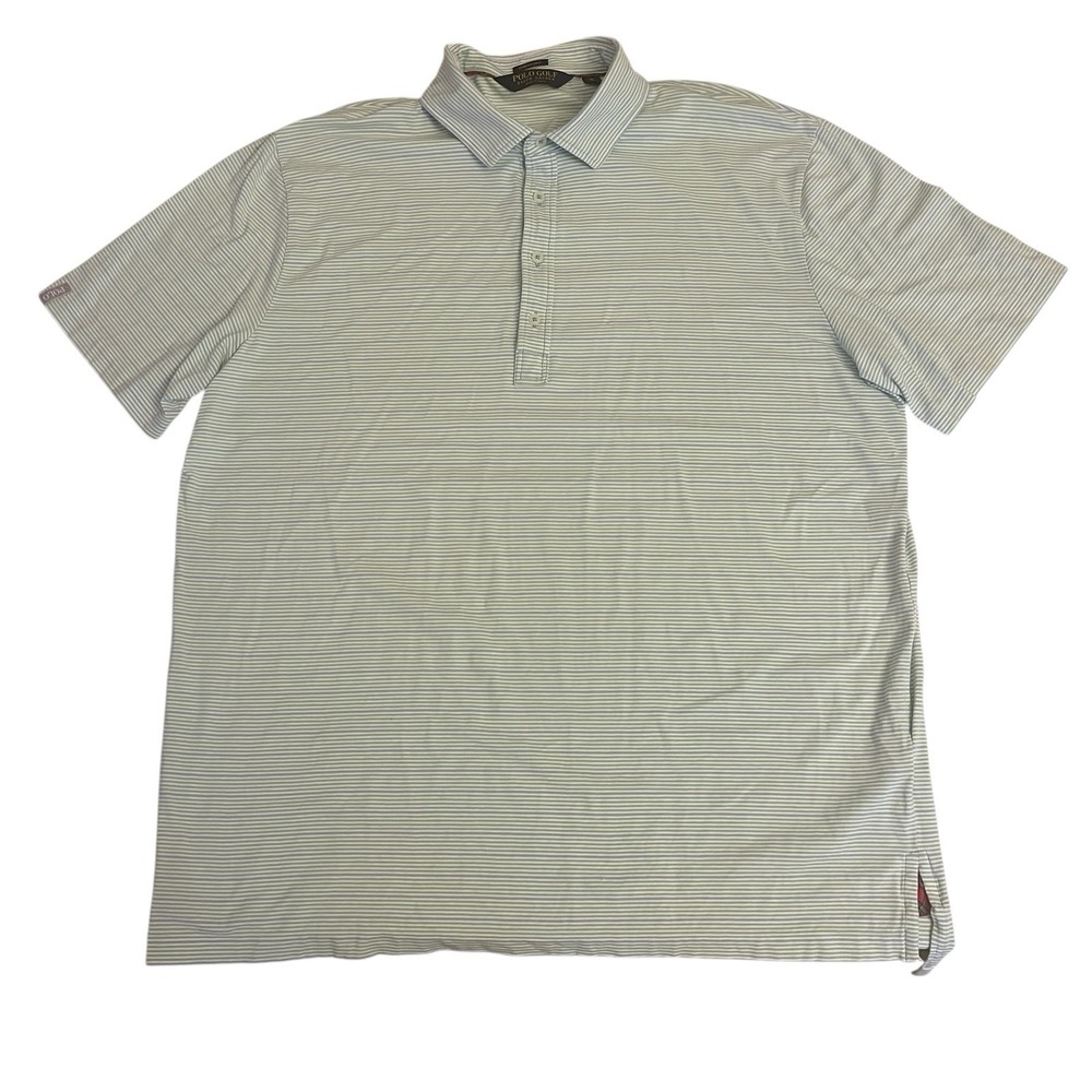Polo Golf Ralph Lauren‎ Size XL Stretch Lisle Polo Pastel Blue Green Stripe